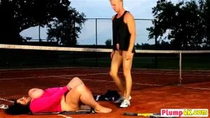 BBW milf won in tennis game claiming her price outdoor sex