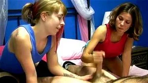 Two jerky girls handjob