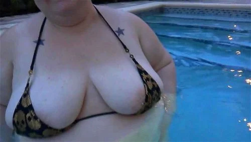 bikini clad bbw at the pool