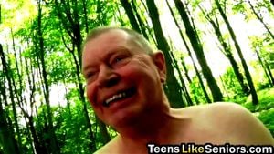 Dark Haired Teen Cunt Banged By Old Guy Outdoors