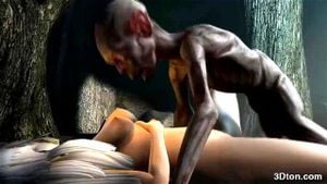 Gollum fucks blonde girl inside a cave