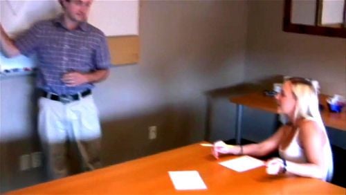 Risky handjob in office