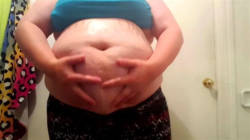 Round Gut BBW Shows Off Belly