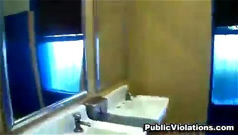 sexy horny woman aggressively sucks & fucks bf in public bathroom!