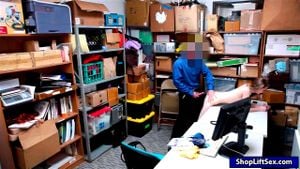 Shoplifter gets pounded by LP officer in the back office