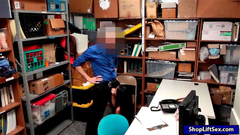 Shoplifter Aurora fucked by LP officer in the backroom