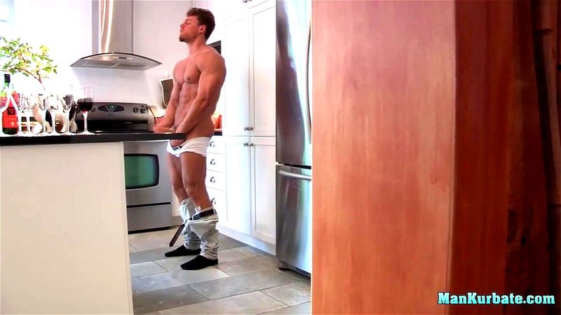 Free5 Muscled stud jerks of in the kitchen