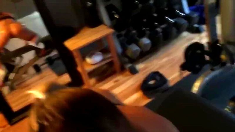 Oiled blonde fucked after workout