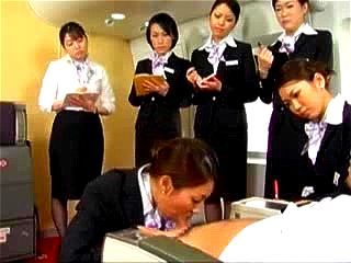 handjob, asian, training, flight attendant