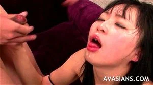 Skinny japanese slut taking cum in her mouth