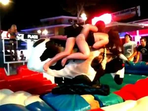 mechanical bull riing upskirt