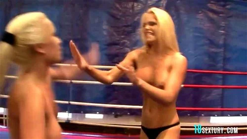 Two Horny and Naked Blondes Wrestle