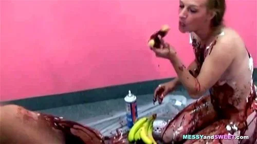 babe, fetish, banana, messy