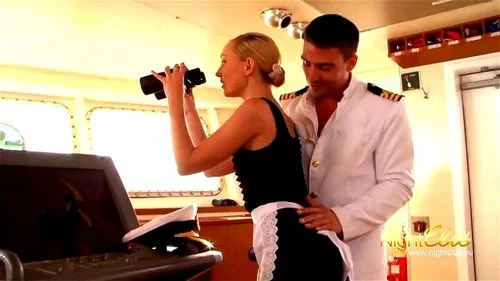 German cruise ship 3 Final.  The Captain gives gorgeous blonde maid a personal tour of the ship's bridge.