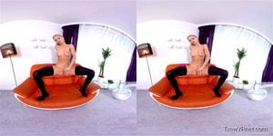  TMWVRNET.COM - NANCY A- STOCKINGED BABE RUBS PUSSY