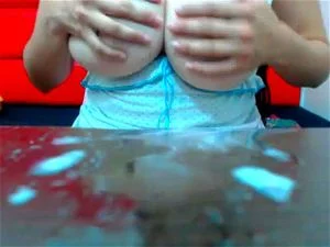 Slutty milf squeezed breast milk for free show