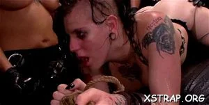 Sweet redhead fucked with monstrous strapon