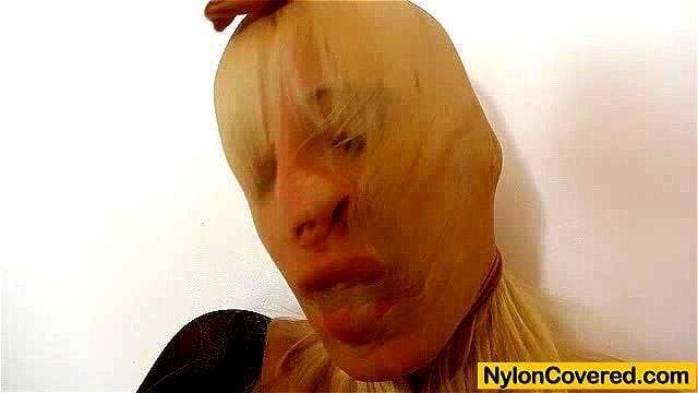 Wicked blonde distorted nylon mask face Wicked blonde distorted nylon mask face