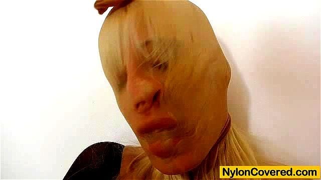 Wicked blonde distorted nylon mask face