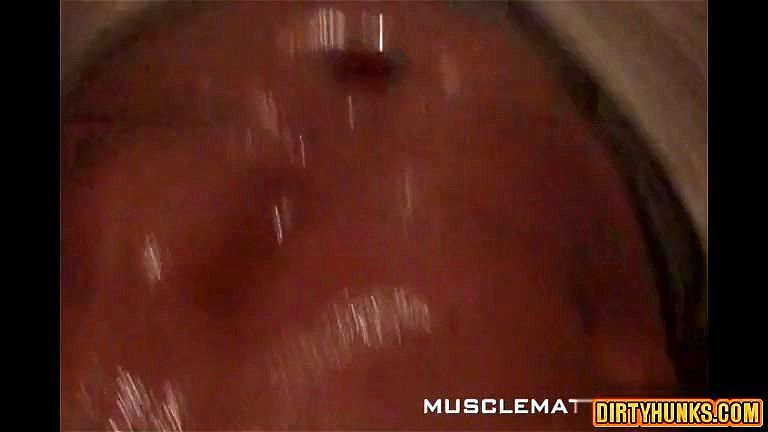 Muscle gay domination and cumshot