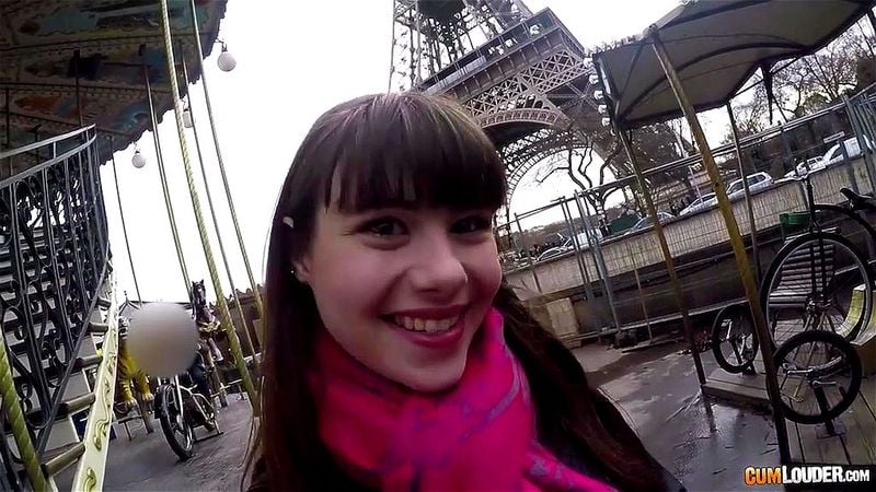 hot french girl at the Eiffel Tower