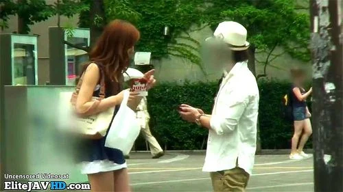japanese street pickup, handjob, redhead, interracial