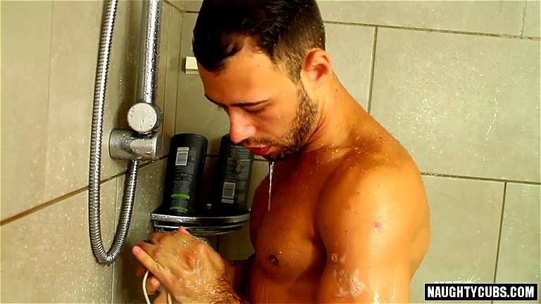 Tattoo gay dildo with cumshot