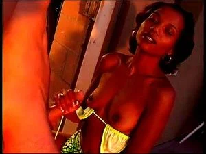 black girl in bikini gives good handjob