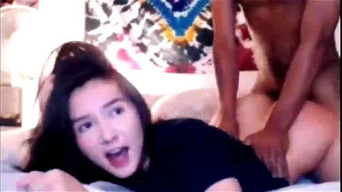 Amateur Asian Slut gets Cream-pied by a Big Black Cock for Webcam