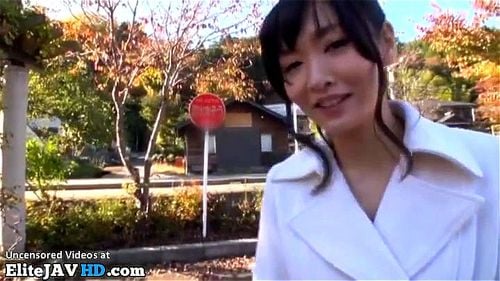 Japanese sexy wife gives blowjob outdoor