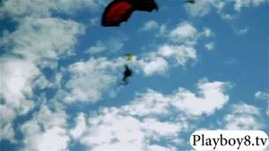 Badass hot babes sky diving and have fun at the beach