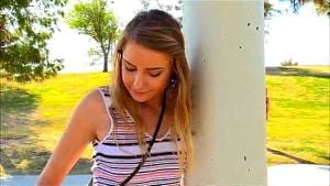 Blonde Teen no panties in public