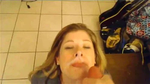 cum swallowing, cum in mouth, clothed, facial