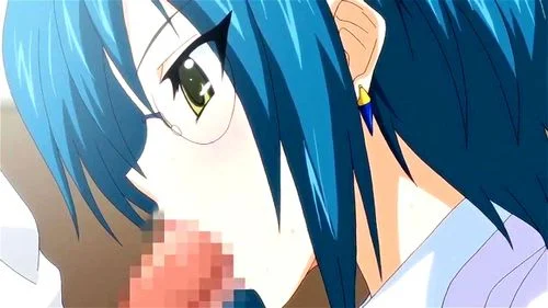 Sexy Blue Haired Anime Babe A Blowjob and Titfuck