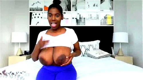 ebony, big tits, solo, big boobs
