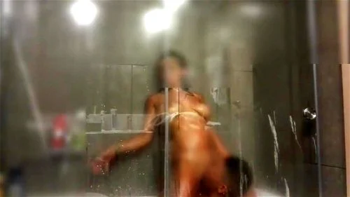 boobs on glass, shower, homemade, big tits
