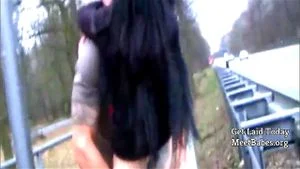 Horny Amateur Brunette Enjoying Hot Sex on Highway