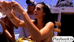 Huge tits babes frisky fishing in nude and driving tanks