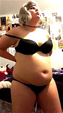 Chubby emo chick striptease