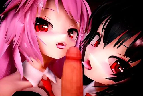 touhou mmd, japanese, 3d, groupsex