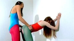 Rainbow Leotard Strapon Sex