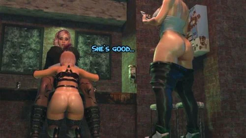 Two SHEMALES fucks Daughter in the Club - 3D Futanari Threasome Orgy Porn