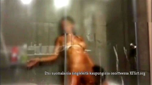 Naughty Finnish Finland Teen in Shower with Roommate While Boyfriend Gone