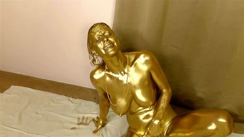 statue, masturbate, gold, brunette