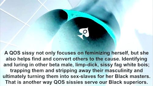 Bound sissy in chastity gets BBC
