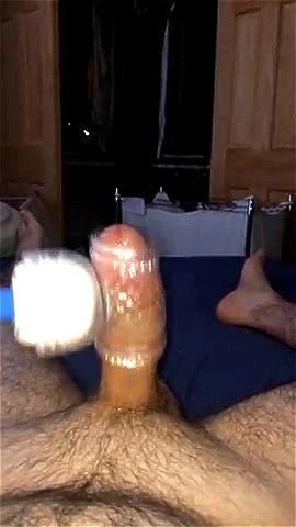 Cum with hitachi magic wand cock sleeve toy