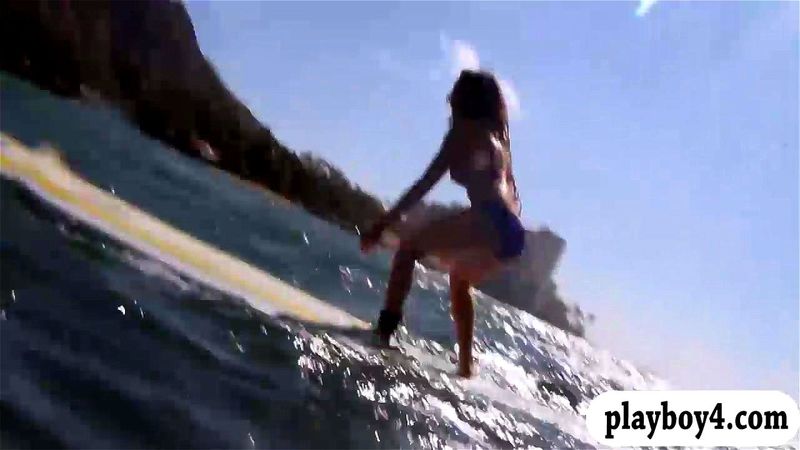 Naked badass babes enjoyed water surfing with the real pro Naked badass babes enjoyed water surfing with the real pro