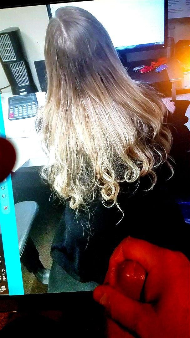 cumming on a picture of my coworkers beautiful hair