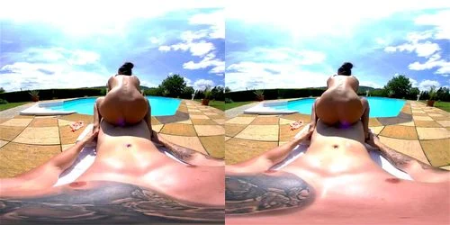 virtual reality, babe, pool, small tits