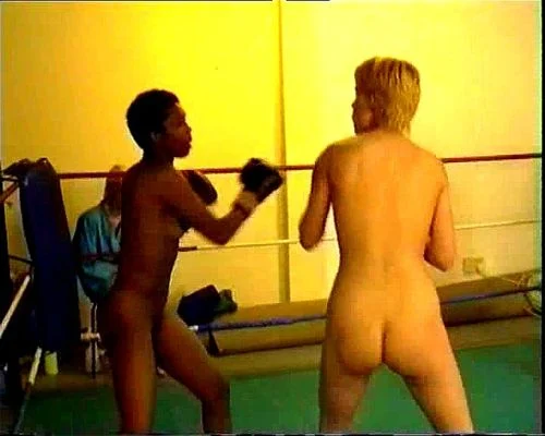 nude boxing, small tits, nude, interracial